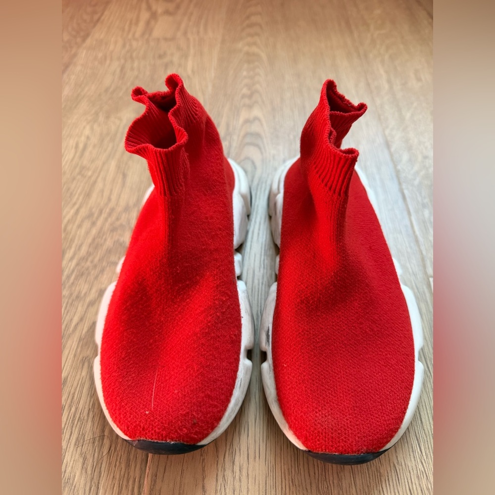 100% Authentic Balenciaga Rosso Speed Sock Trainer Kids Red Sneakers Sz 10-11